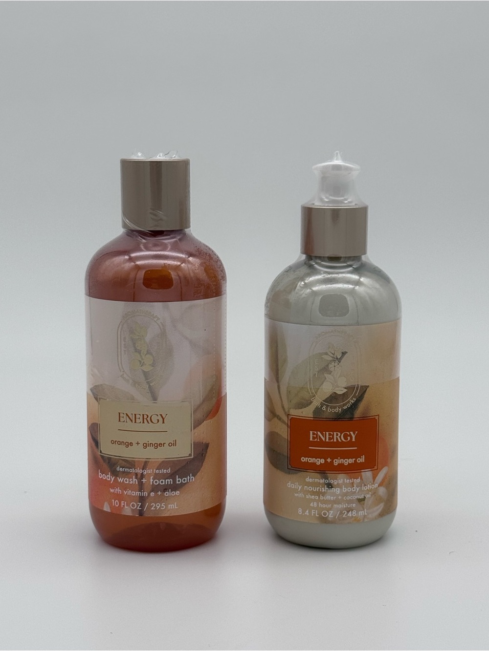 Bath and Body Works Aromatherapy Energy Orange + Ginger Oil Body Wash Lotion NWT
